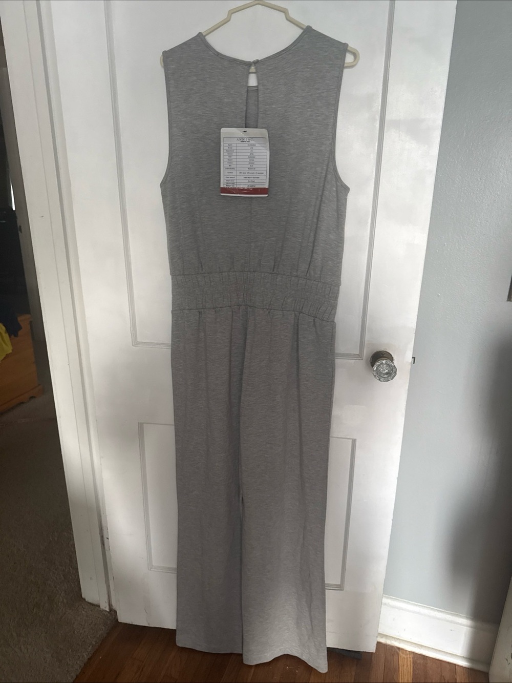 Ann Taylor Sleeveless Gray Wide-Leg Jumpsuit - Picture 3 of 6